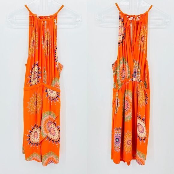 Anthropologie Halter Dress Small 6 orange paisley - Picture 3 of 11